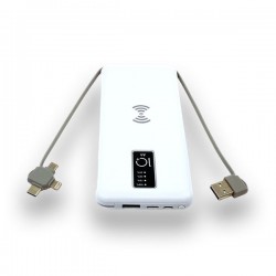 10000 mAh Wireless Powerbank (Dahili Kablolu) K410 Beyaz